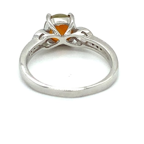 Opal .85ct Platinum Finish Solid Silver Ring - Picture 5 of 7